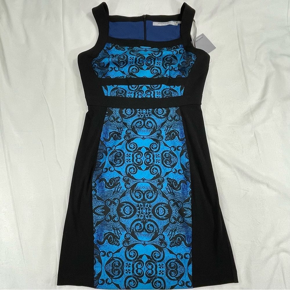 NWT Marc New York- Andrew Marc - Size 6 Blue & Black Cocktail Dress - Sleeveless